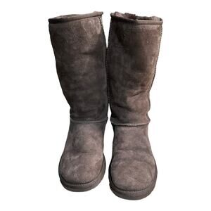 UGG Chocolate Brown 12" High Brown Suede Boots Womens Size 6
